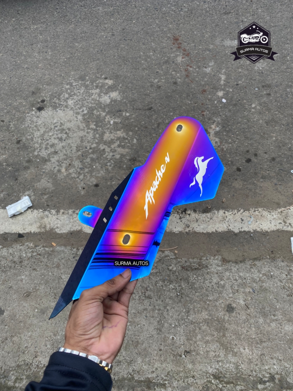 Apache 4V Exhaust Cover / Silencer Cover – Premium Rainbow Color - Image 2