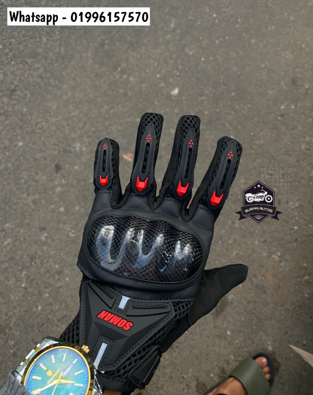 SOMAN brand carbon fiver full hand gloves for motorcycle riding - Image 6